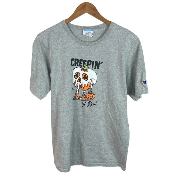 TS1023 Men’s Champion Brand Creeping it Real Halloween Pumpkin T Shirt M - Picture 1 of 4